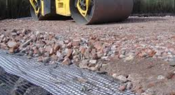 主道路路基土工格柵施工圖片